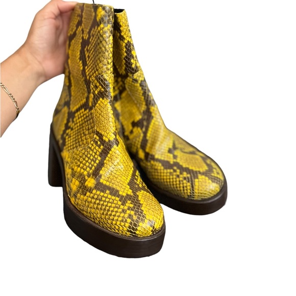REVOLVE x Simon Miller Yellow Snakeskin Platform Heeled Boots - Picture 11 of 15
